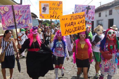 Young women from Grupo de Mujeres Xitlali protest in Masaya, Nicaragua. Photo: Grupo de Mujeres Xitlali