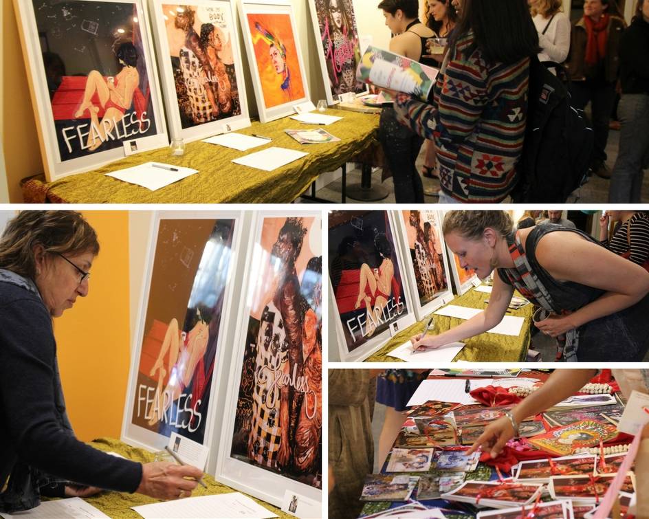 BIDDING: The event was also a fundraiser, where we exhibited some of the breathtaking art that emerged from our FearlesslyFRIDA poster campaign. They were up for auction and the money raised is going to be used to strengthen this collaboration of art and activism.